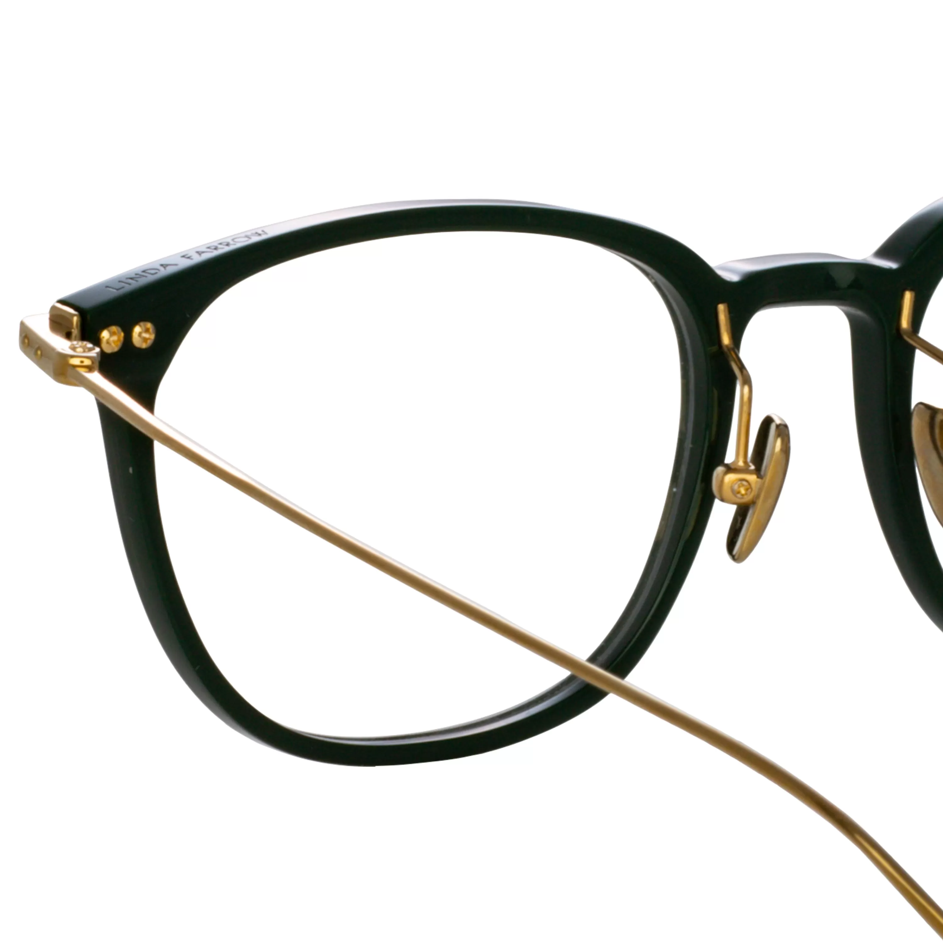 Linda Farrow Wright Rectangular Optical Frame in Forest Green (Asian Fit)